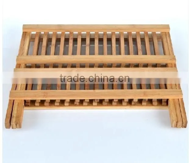 Bamboo Scissor Style Folding Dish Rack /Flatware Holder Set.