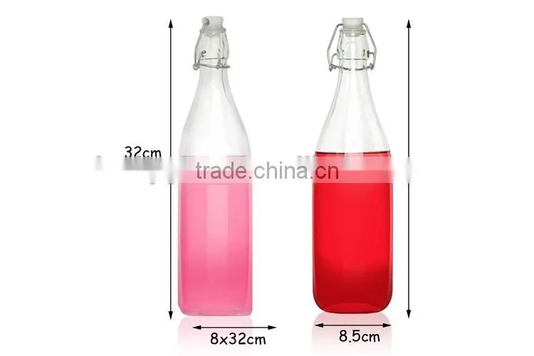 1L different design glass beverage bottle with locking tops