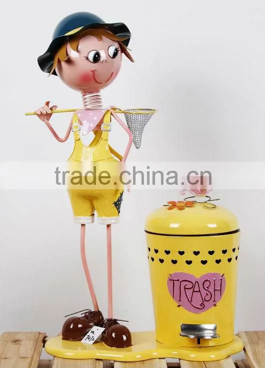 metal decor of garbage can