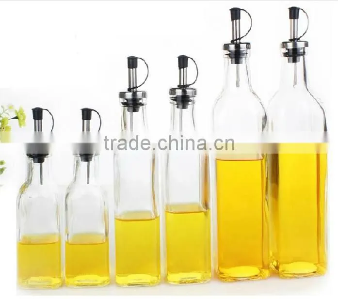 clear 500ml glass vinegar bottle Set With S/S Spout