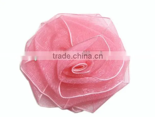 Organza pink rose for perfume bottle decoration