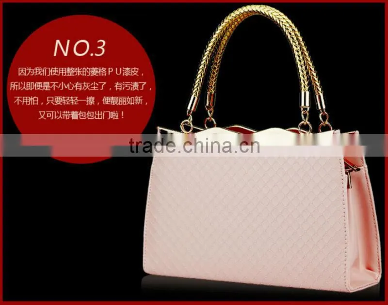 New fashion women PU handbag hard leather handbag