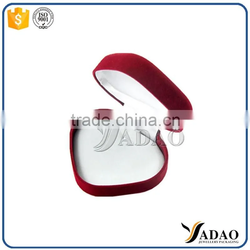 Heart shape red flocking sofia jewelry gift packaging box