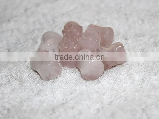 Rose quartz carved flower ear piercing plugs