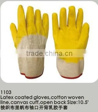 yellow latex industry coated gloves