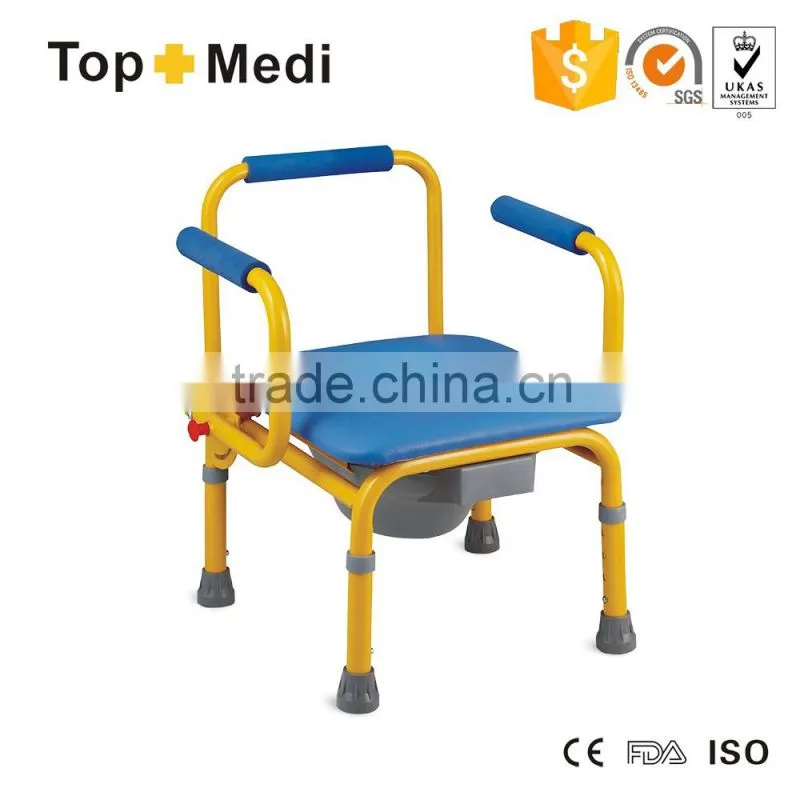 Steel Commode Chair with Adjustable Armrest for Children/Silla con retrete para los ninos