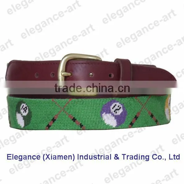 The Golf Balls Needlepoint Belts with Genuine Cowhide Leather