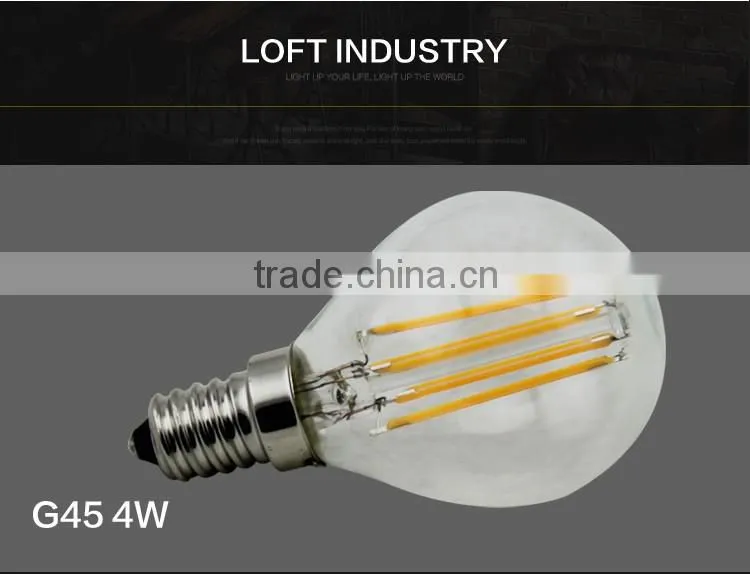 Clear Glass G45 Led Filament Bulb 2W Dimmable Led Bulb Light, 110V E27 Led Filament Bulbs