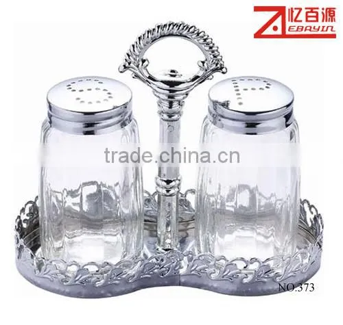 chrome plated rack stand glass spices and herbs bottle
