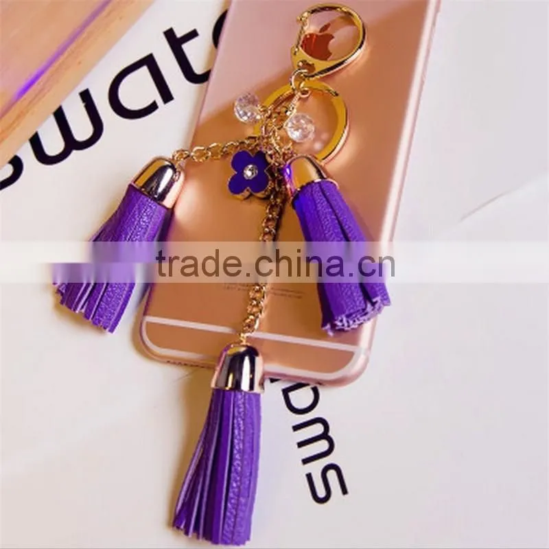 Luxury leather tassel car keychain