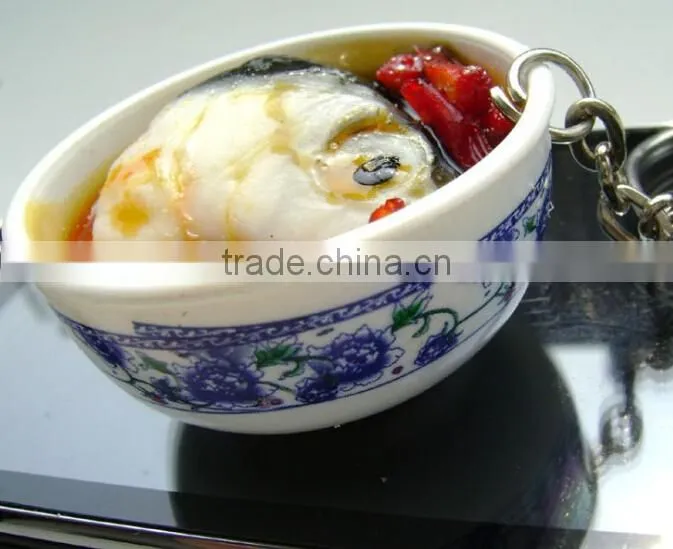 Chinese Fake Food In Mini Bowl Model For Fashion Decoration Of Artificial Fish Straps Decoration Display-Yiwu Sanqi Crafts