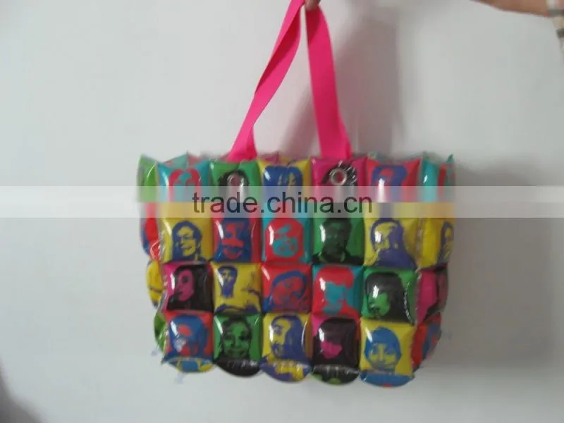 2016 factory supply hot selling China supplier promotional letter pvc inflatable shoulder bag for women inflatable bags for sale