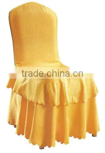 Yellow royal style ruffled banquet chair cover