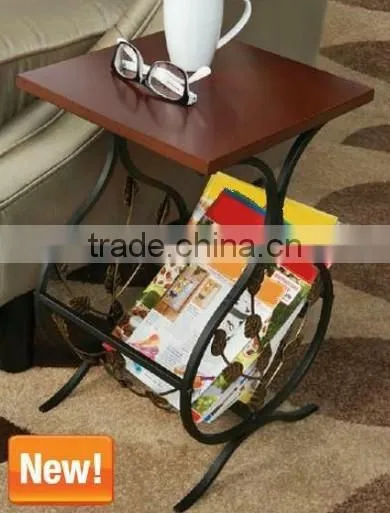 New Metal Leaf Design magazine table tempered wooden top coffee table