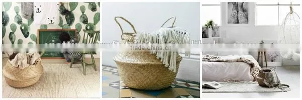 Gold sequin belly basket, storage sea grass basket