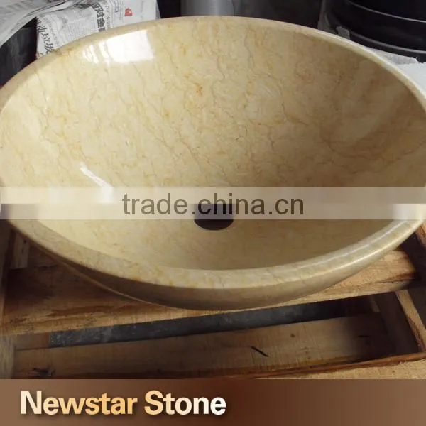 Chinese natural stone carved handmade beige marble sink