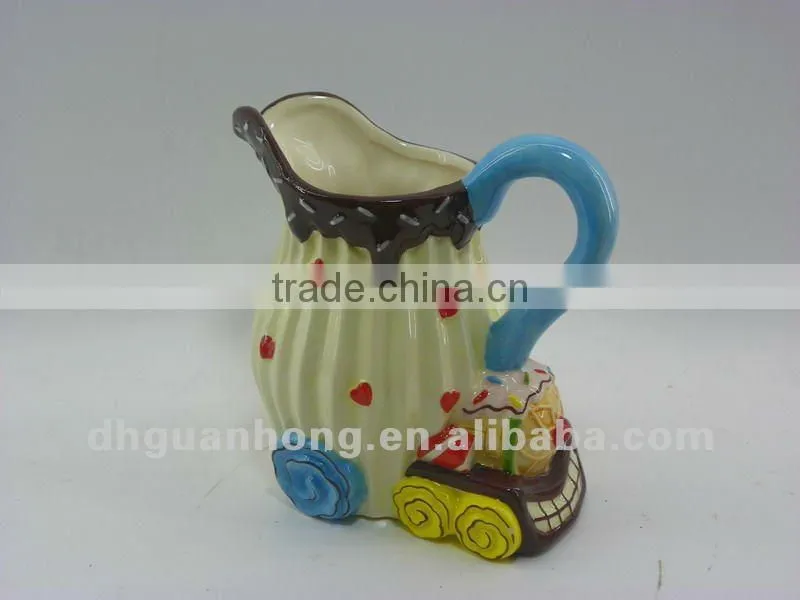 Dolomite handpainted ceramic milk jug in train shape