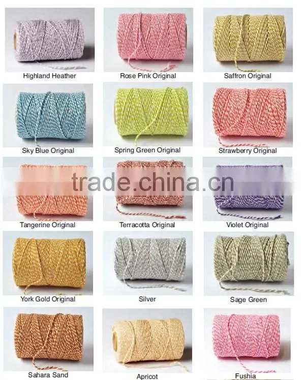 High Quality double colour original cotton gift packing rope bakers twine