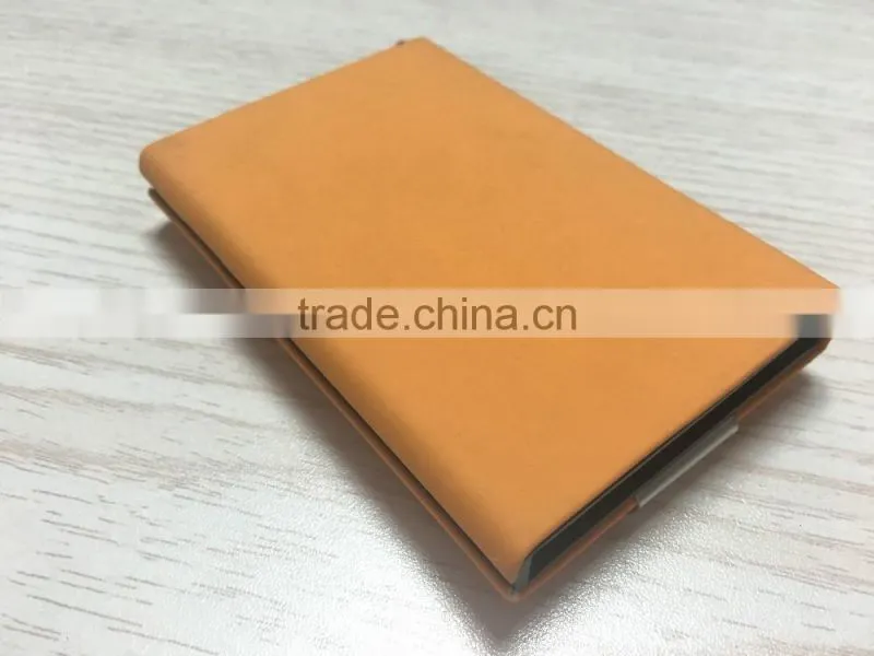 Multi Function Aluminum Slim Credit Card Holder Metal Leather & Aluminum RFID Protector Wallet