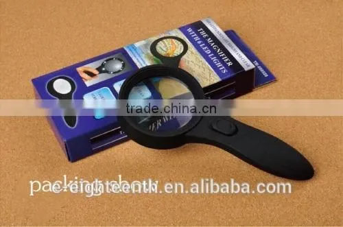 2016 New TH600559 4-10X loupes ABS material high rubber magnifying lens Handheld Magnifier quality frosted with LED UV lamp