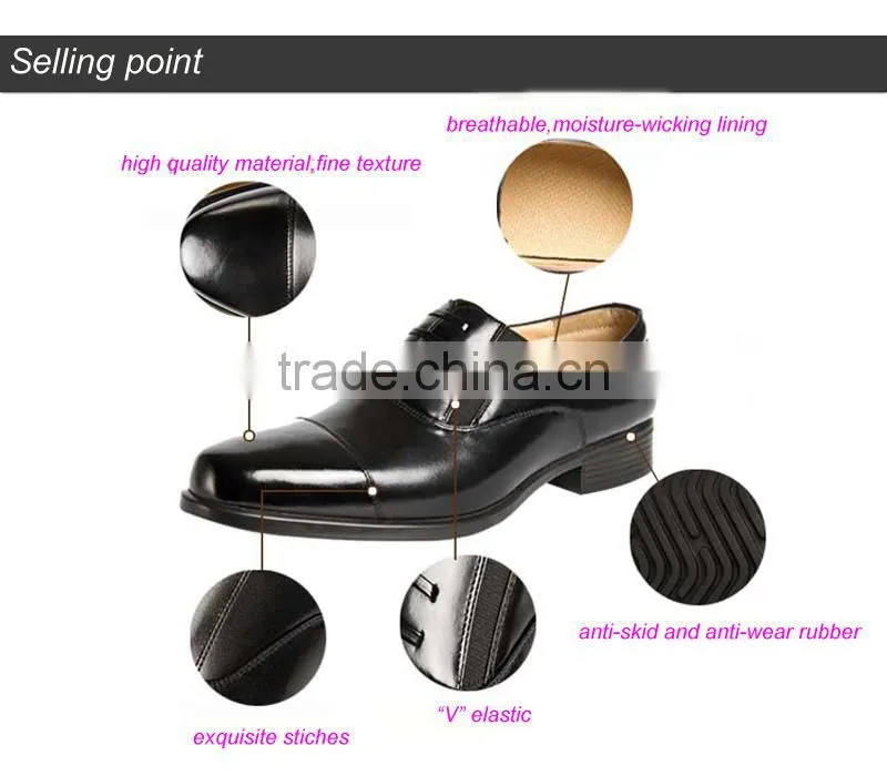 Black Rubber Outsole Business Dress Men Shoes