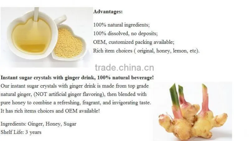 Instant ginger tea ginger honey crystals China supplier