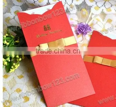Ribbon bow sticker for invitation card