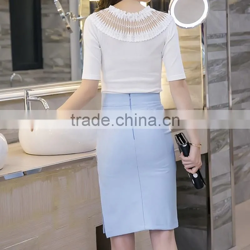 The New Korean Front Slit Skirt Was Thin Step Package Career Skirt Summer Bust Elastic Step Skirt