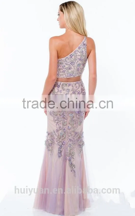 2015 sexy beaded evening one shoulder prom dress pattern
