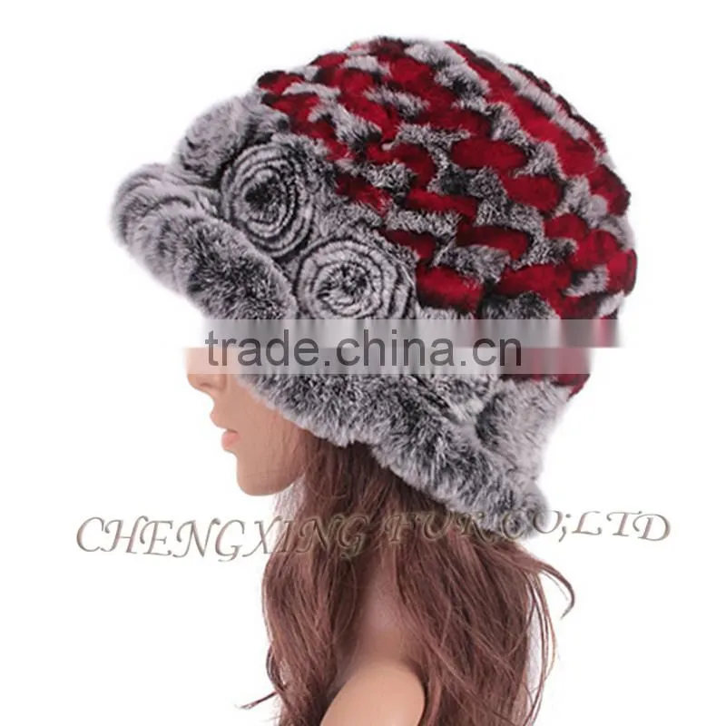 CX-C-195M Fashion Wholesale Hand Knitted Warm Rabbit Fur Winter Woman Hat