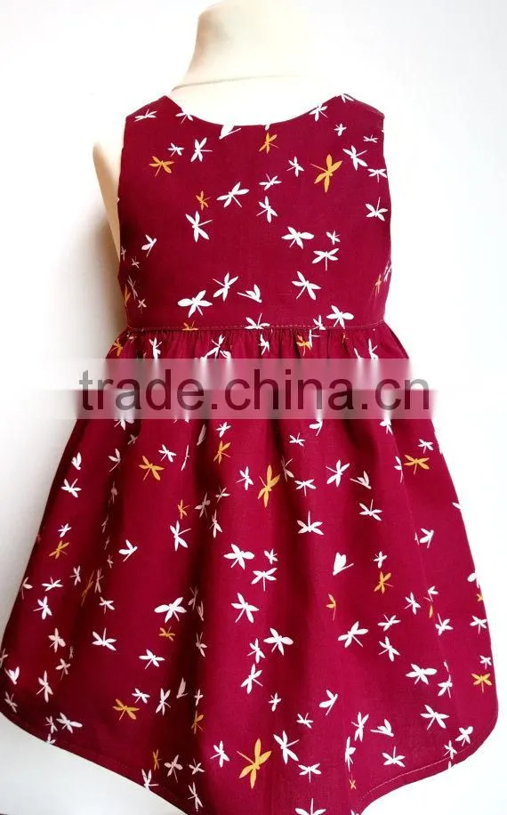 New Fashion Pure Cotton In Red Color Baby Girls Dress Summer