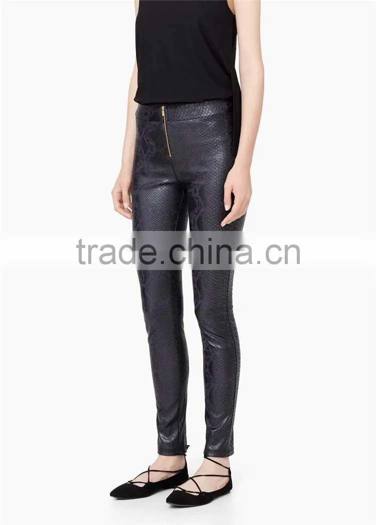Ladies black faux leather leggings casual trousers