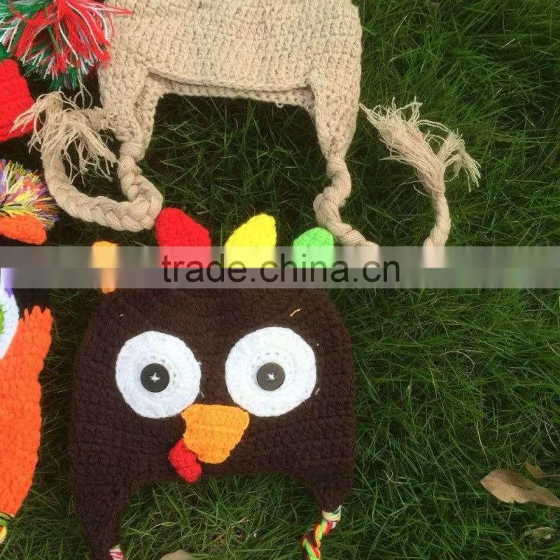 Multicolor Baby Hat for holiday owl hat Cap with ear flap Animal Style Infant Toddler holiday Handmade hat For Girls and Boys