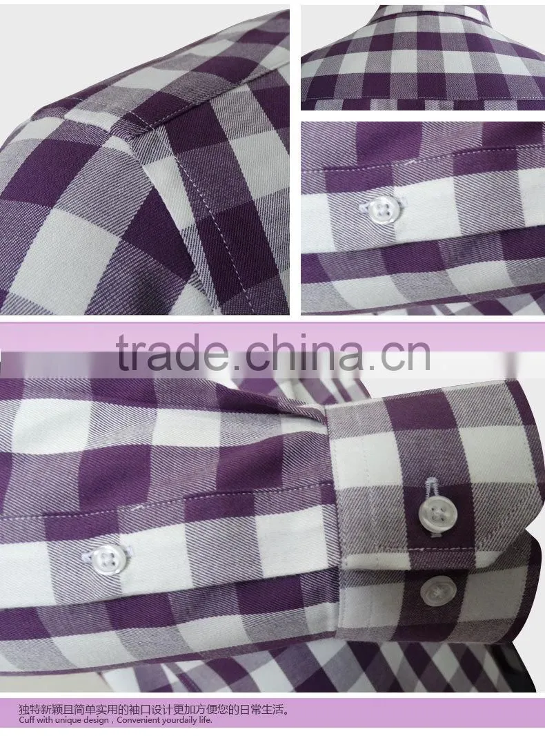 2017 new Brand Plaid Autumn Oxford mens slim fit fashion shirt