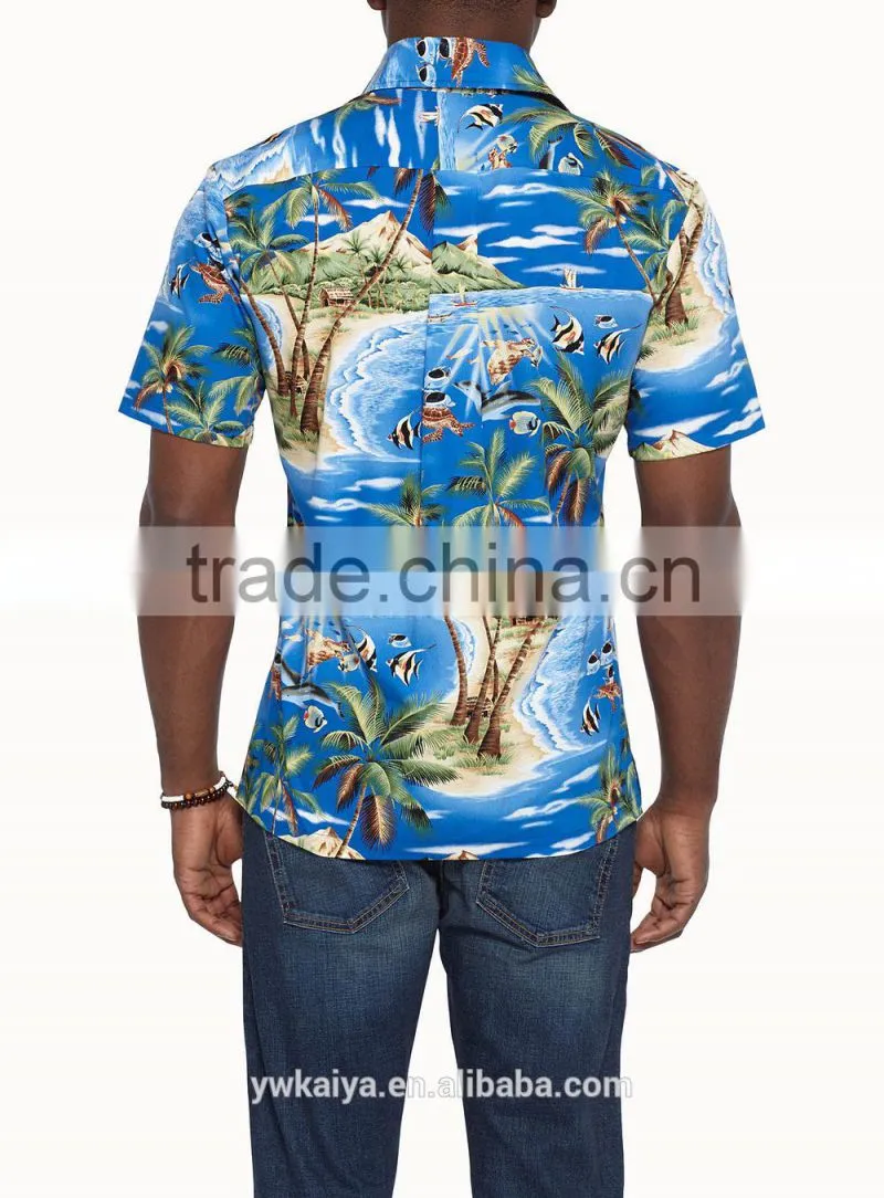 2015 hawaiian short sleeve shirts 100%cotton casual shirts