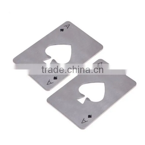 Spade A shape poker card bottle opener for promotional gift