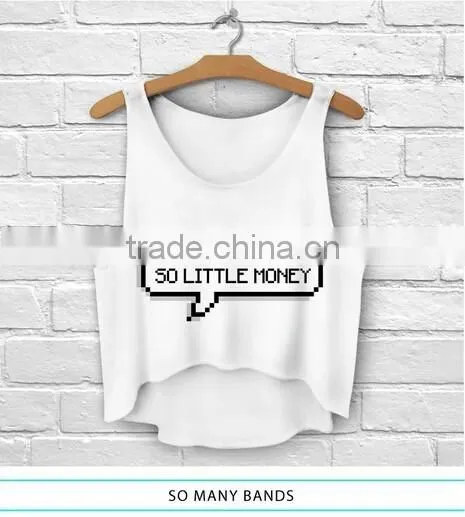 Fashion Girls 3D Design Sleeveless Sports Gym Irregular Tank Top With Pattern For Women