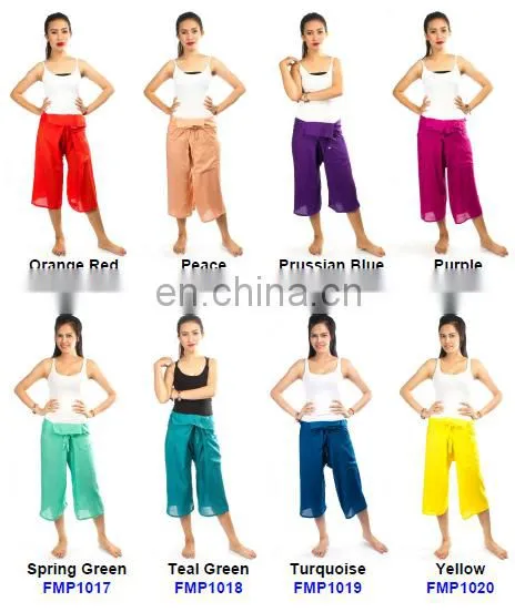 Thai Fisherman Pants Cotton 100% Wrap Unisex Yoga Boho Capri Long Trousers