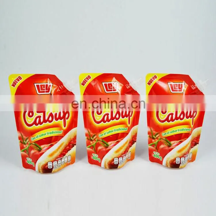 factory manufacture customized Plastic Packaging Pouch/Sachet/Stand up Spouted Pouch For Tomato Sauce Juice Bag
