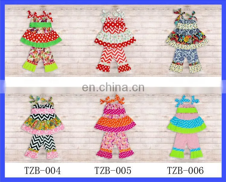 Latest Fashion Summer Dresses Pants 3 pcs/set 2019 Baby Persnickety Remake Pajamas China Posh Boutique Clothing Manufacturers