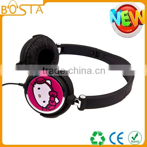 2015 Updated good leather hello kitty animation headphone