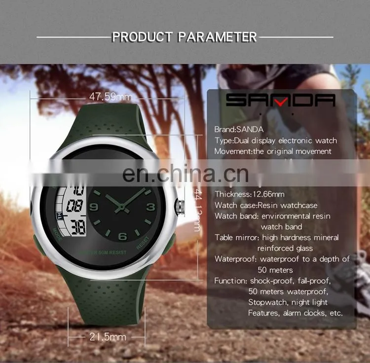 SANDA 763 Men boys sport latest silicone strap quartz analog waterproof cheap digital watch