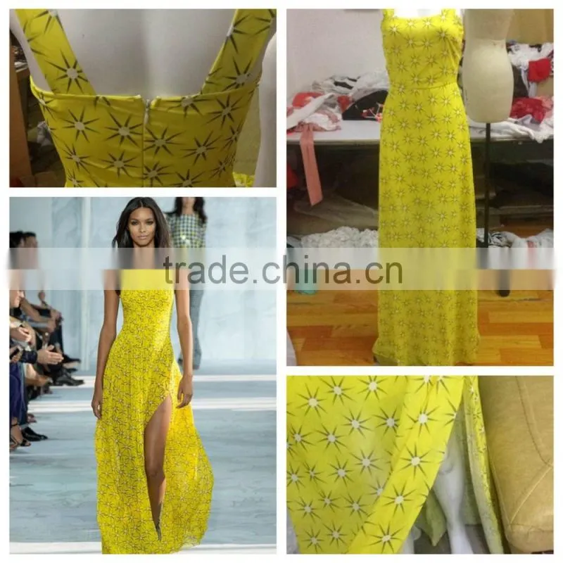 fashion Chiffon printed dress catwalk prom dress lady dress