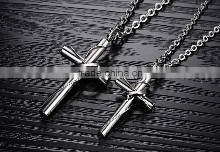 Titanium steel jewelry wholesale Love touching the cross titanium steel couples necklaces with pure steel