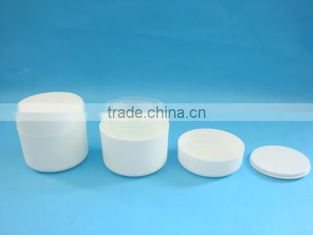 50g matte white double layers cream jars, frosted white two layers facial cream jars/containers