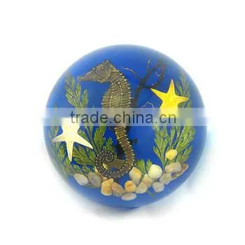 Promotional gifts 64mm sea horse semicircle crystal desk decoration