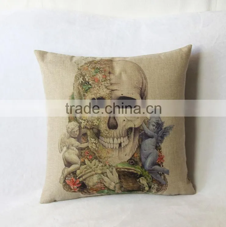 Wholesale Printing Cushion Cover Watercolor Skull Headdress Pillow Cover Sofa Cover Decorative Pillows