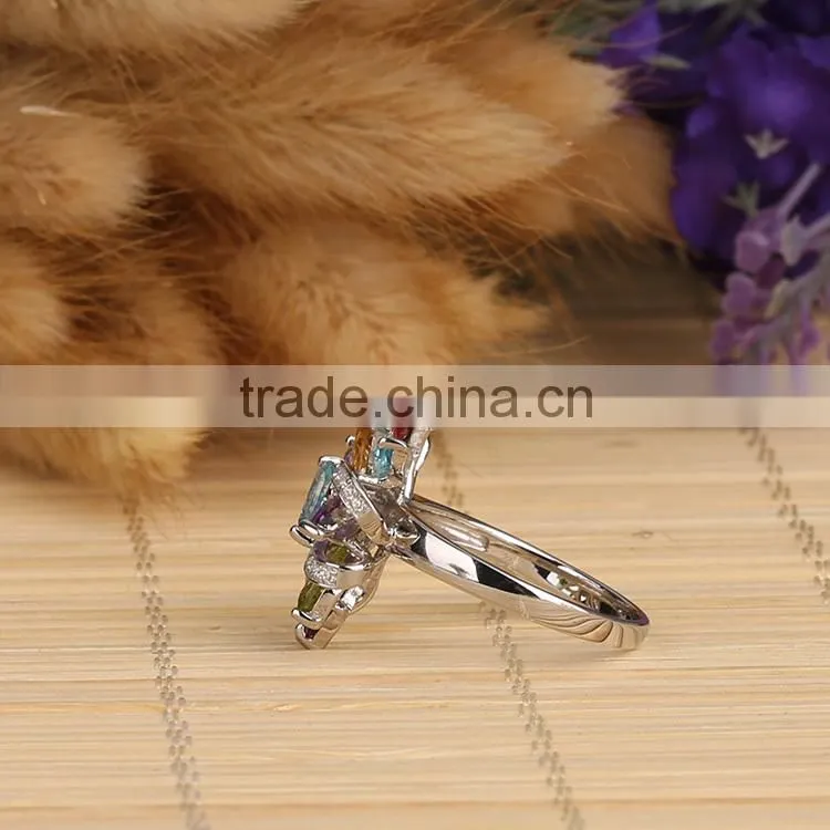 stock Classical 925 Sterling Silver Promotional Ring with mix natural stone