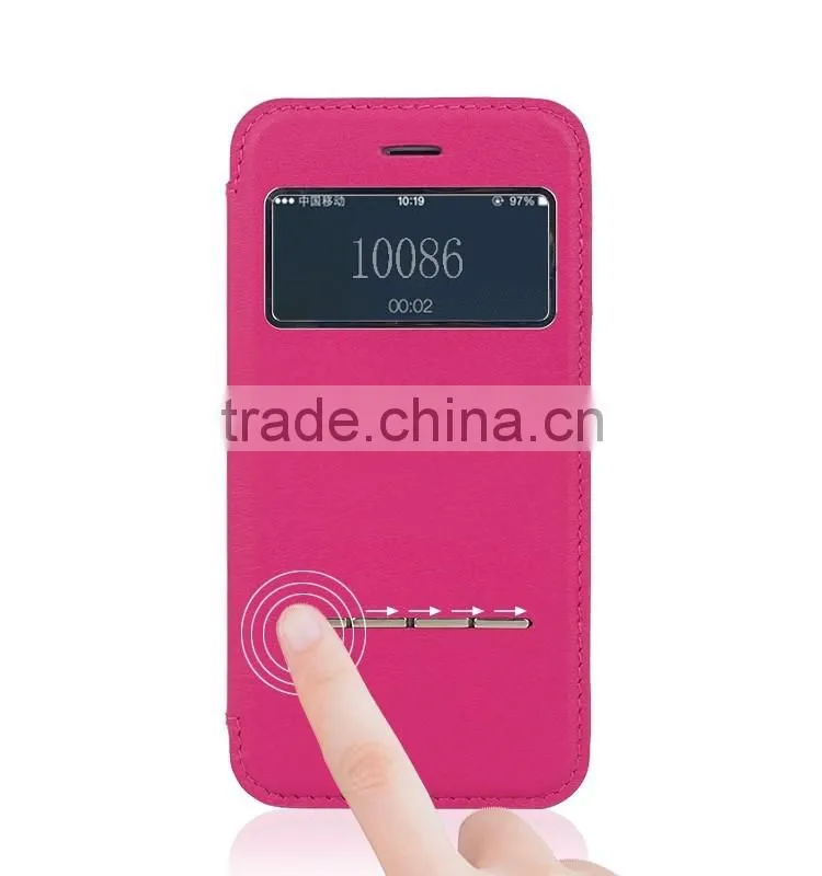 Guangzhou wholesale price Fashionable Foldable Stand card holder Mobile Phone Leather Case For iPhone 6plus