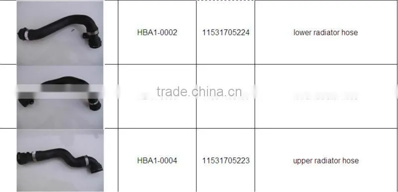 automotive radiator rubber hoses (OEM NO. 17127510952 ,11531436406, 11534460438,etc)